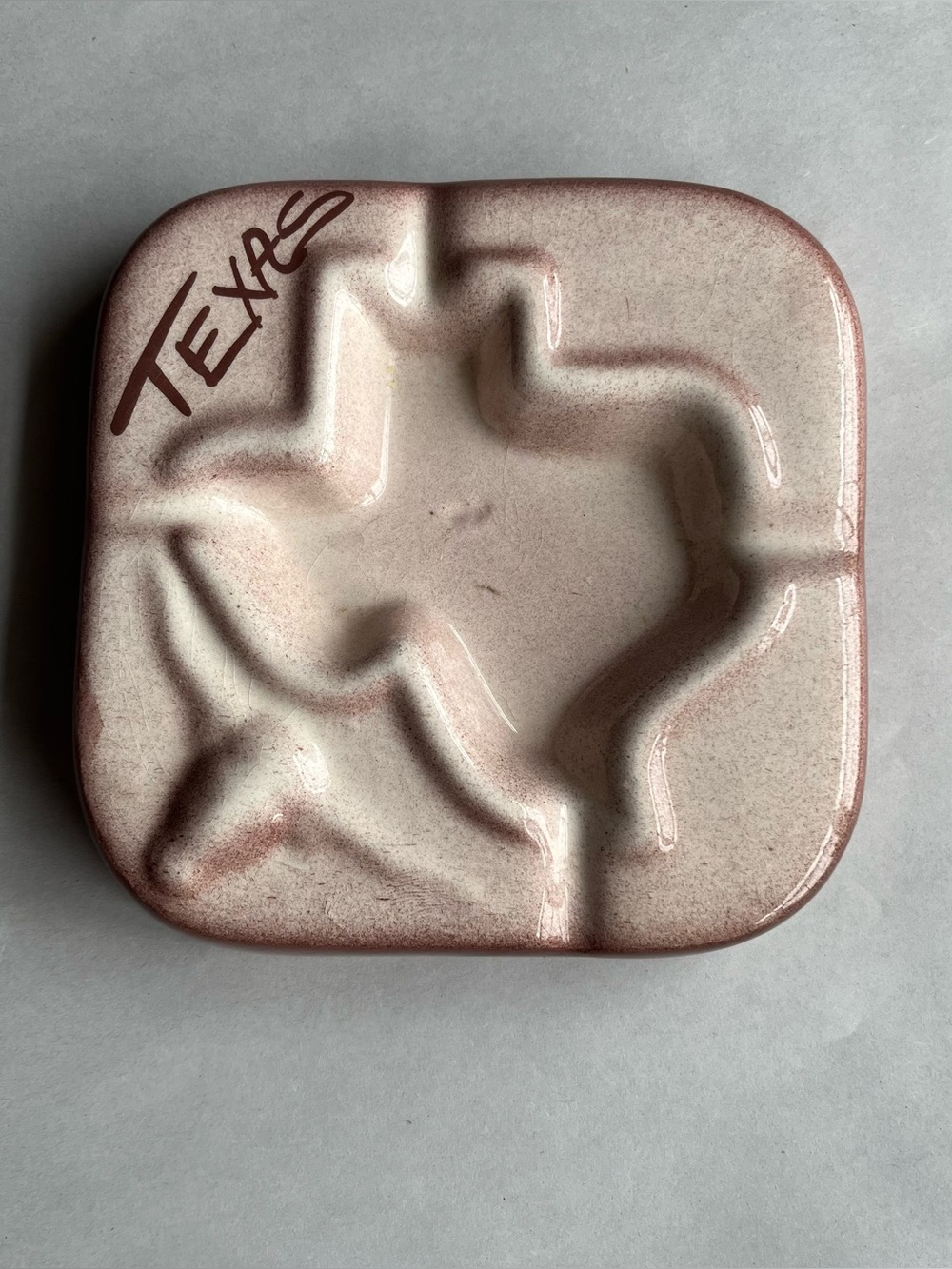 Vintage Ceramic Texas Ashtray 5.25 x 5.25"
